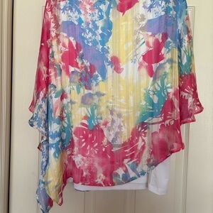 Chico's Pink and Blue Asymmetrical Blouse